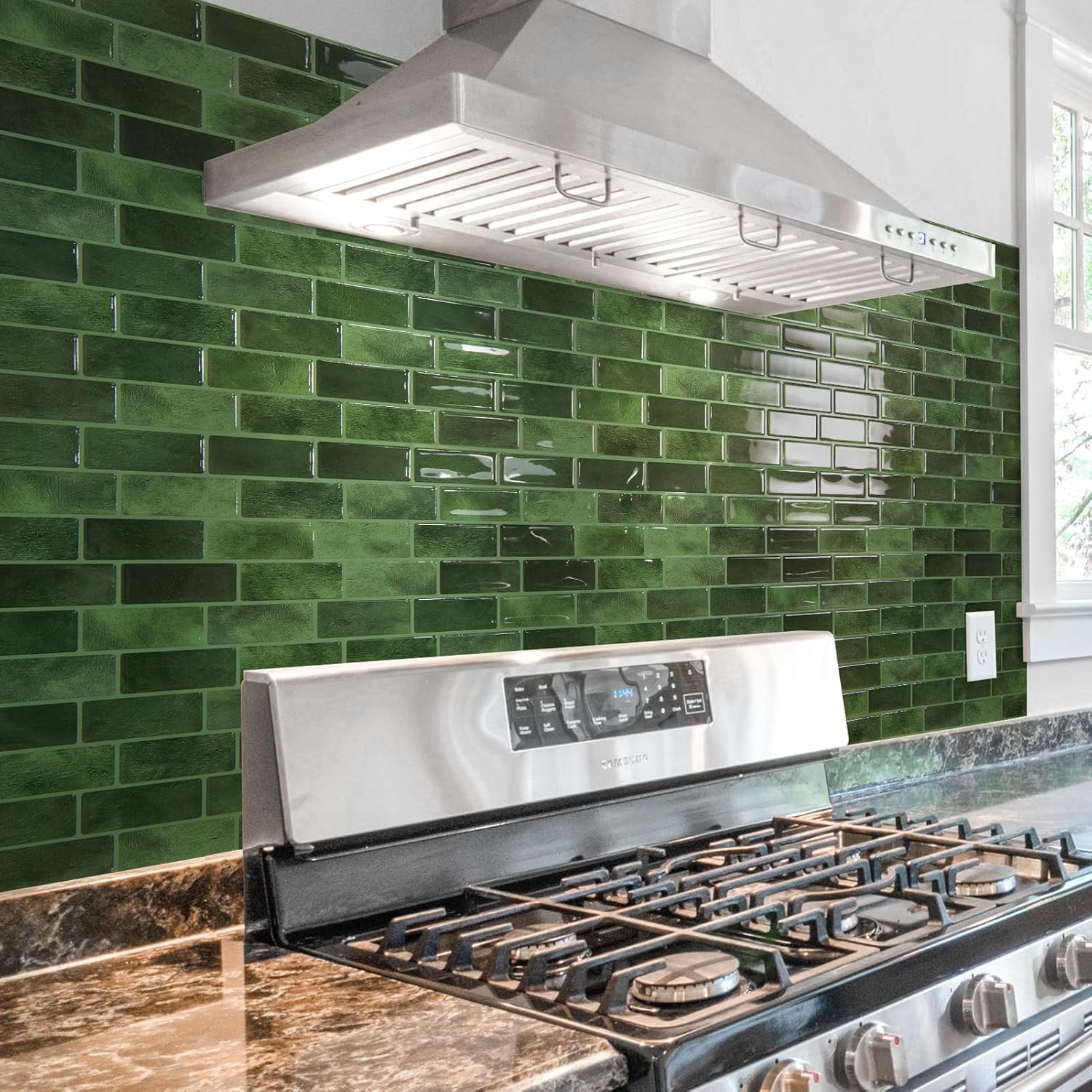 Transform Your Kitchen with Jade Green 10-Sheet Peel and Stick Tiles – 12″x12″