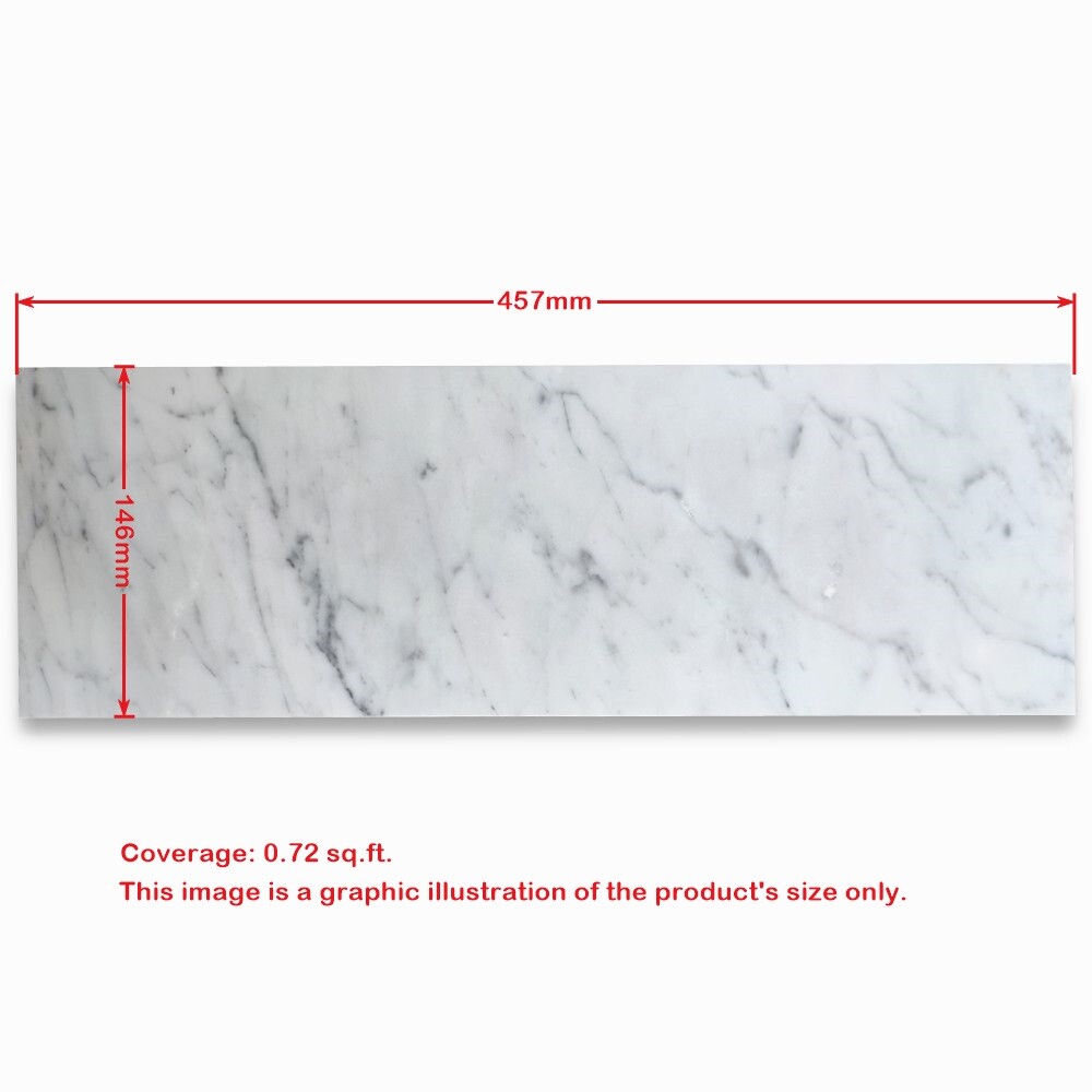C43AH 6×18 Carrara White Marble Wall and Floor Tile Honed Venato Bianco