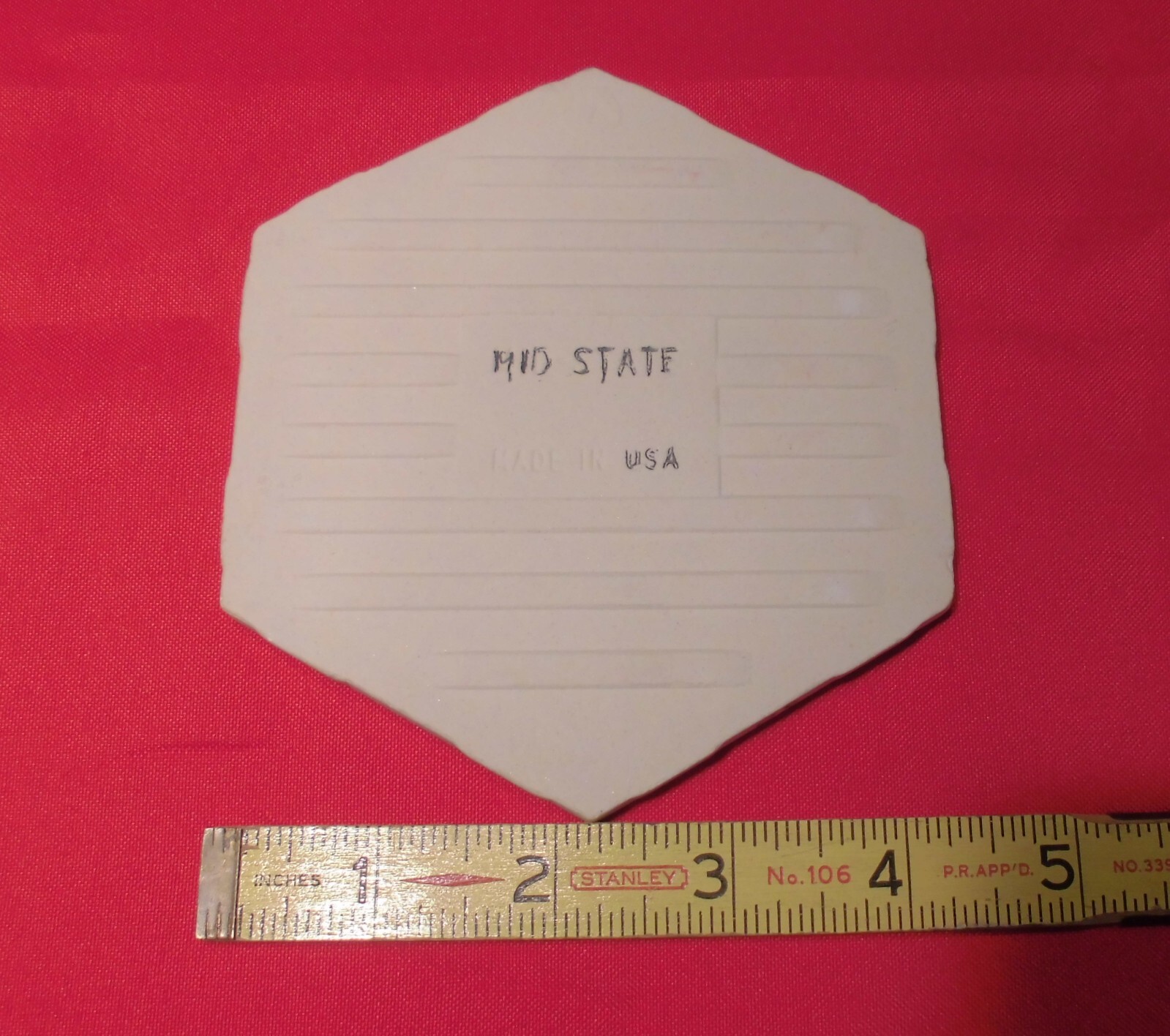 1 pc. Hexagon Ceramic Tile 4-5/16″ Crystalline, Antique White Color by Mid-State