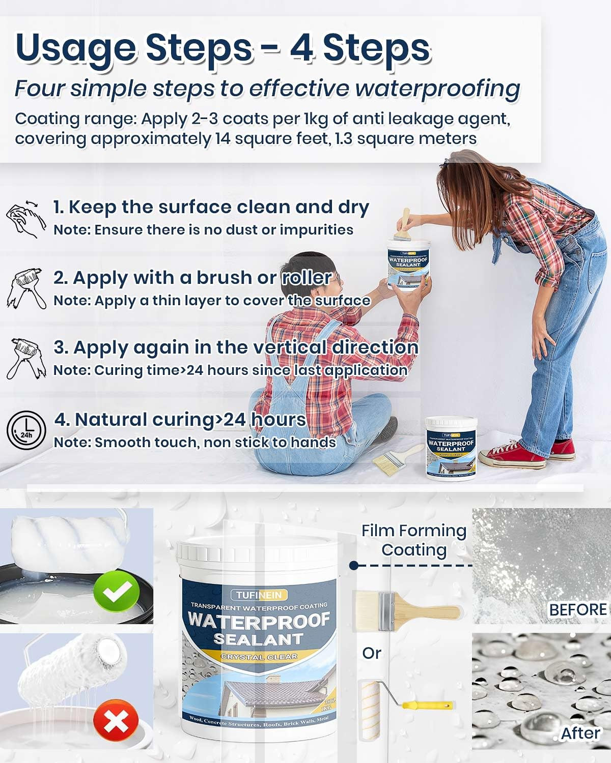 Waterproof Sealant 70Oz Clear, Transparent Waterproof Coating Water-Based In…