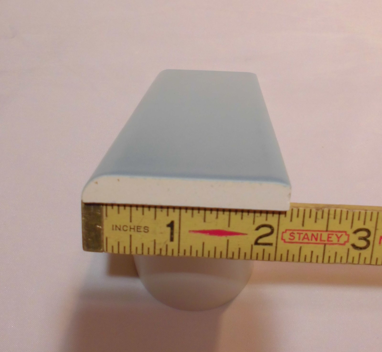 6 pcs. Matte *Blue Denim* Ceramic Cap Bullnose Trim tile by Mid-State NOS