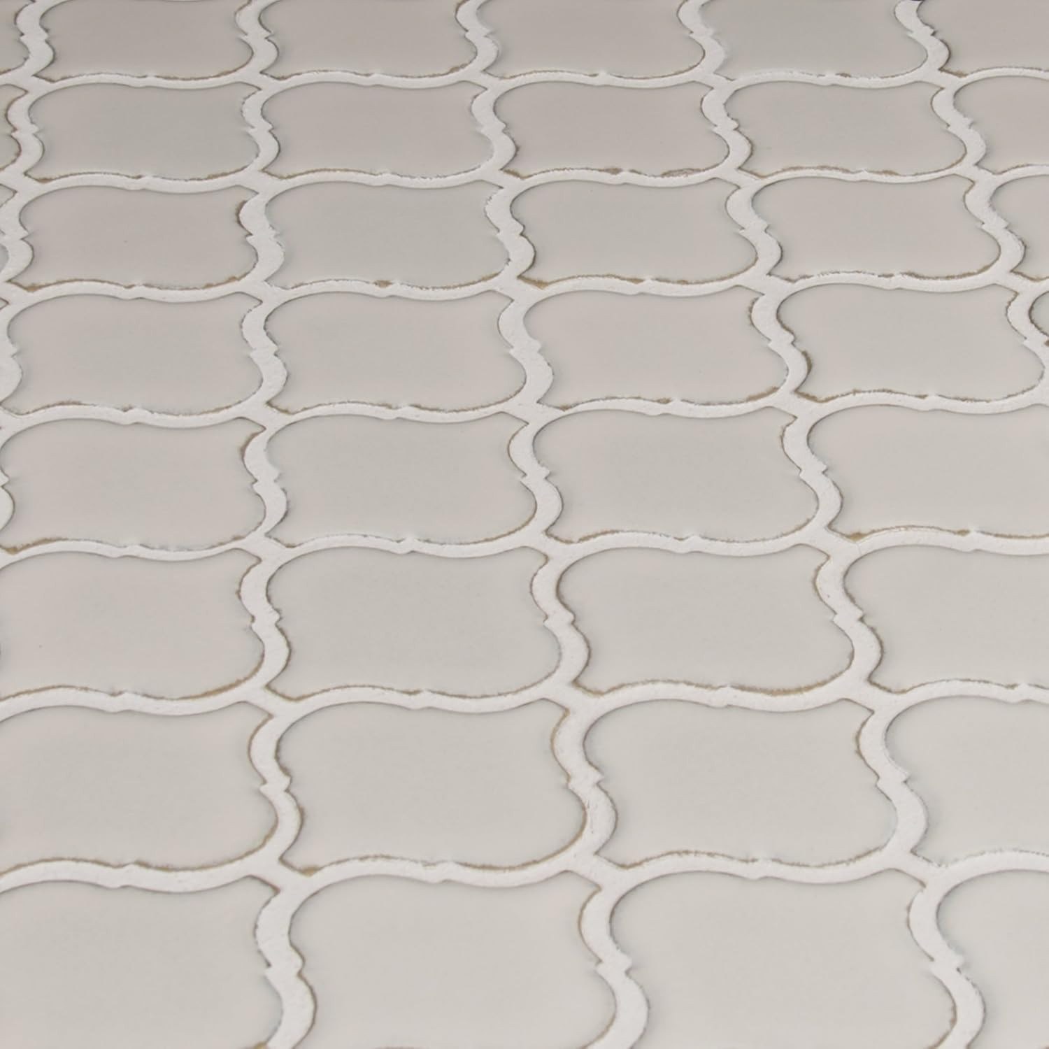 Bianco Glazed Arabesque Ceramic Mosaic Tile for Backsplash & Accent Walls
