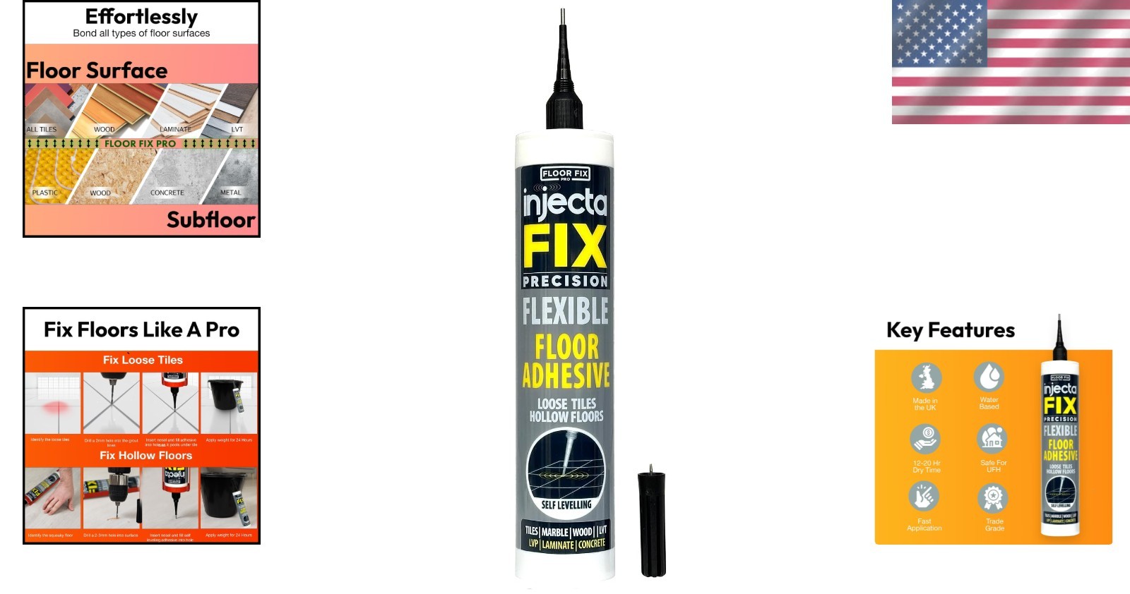 Strong and Water-Resistant Tile Repair Kit with Stainless Steel Tip – 10.1 fl oz