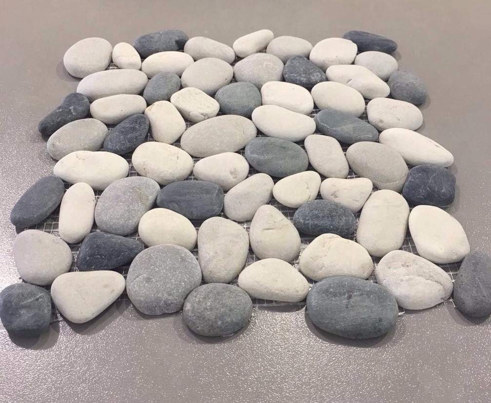 Valencia Cool Blend Round Pebble Tile 12×12″ River Rock Stone Shower Floor Wall