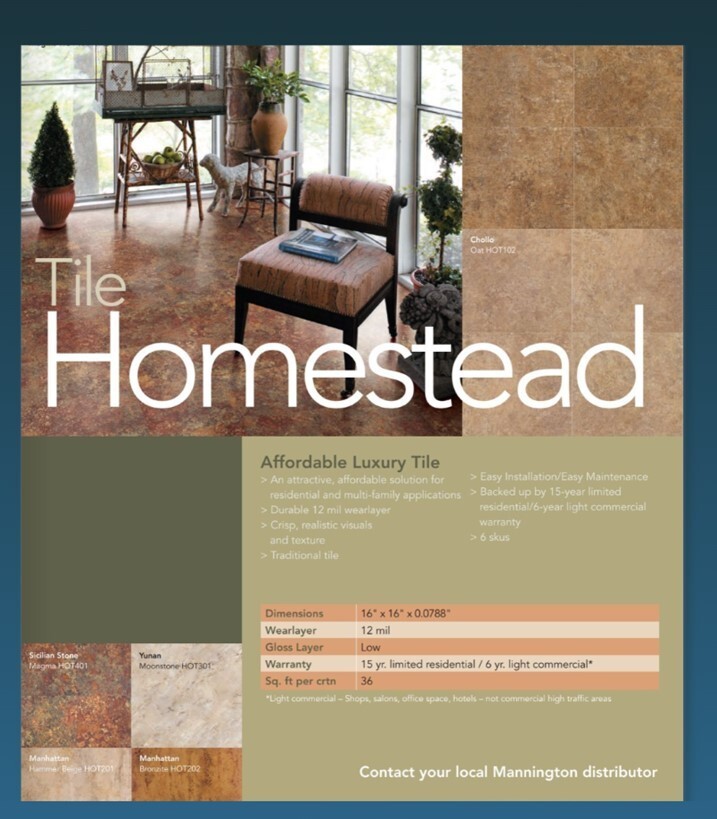 *ENTIRE LOT* Mannington Vinyl Flooring HOMESTEAD TILE MANHATTAN BRONZITE HOT202