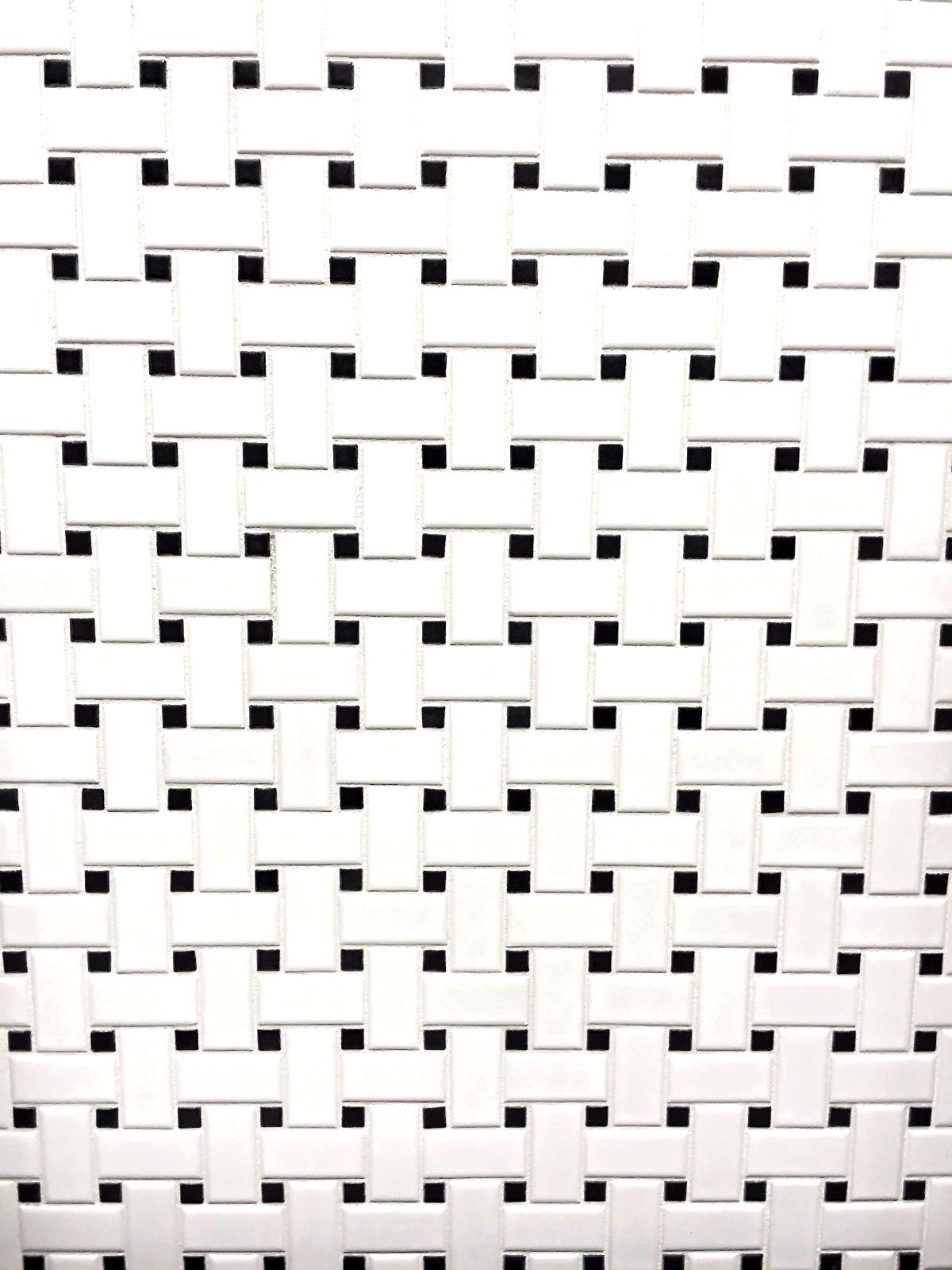 White and Black 1×2″ Matte Basketweave Porcelain Mosaic Floor Backsplash Bath