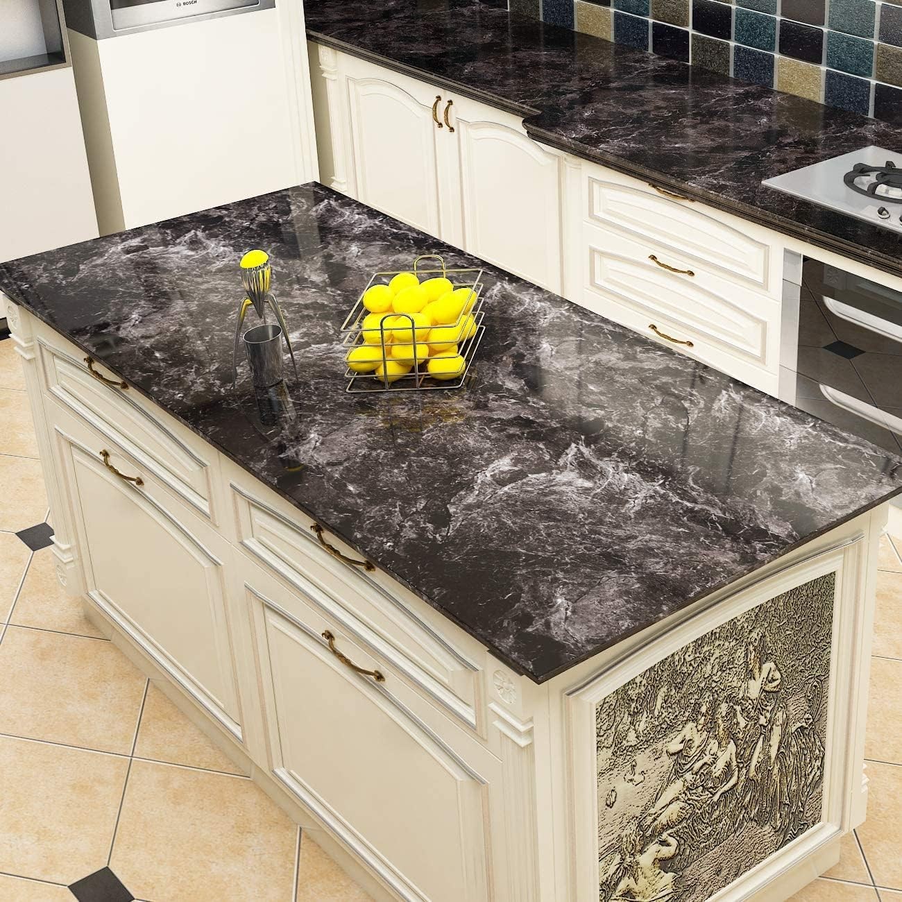 Peel and Stick Countertops 24 X 200 Inch Sandstone Black Brown Granite