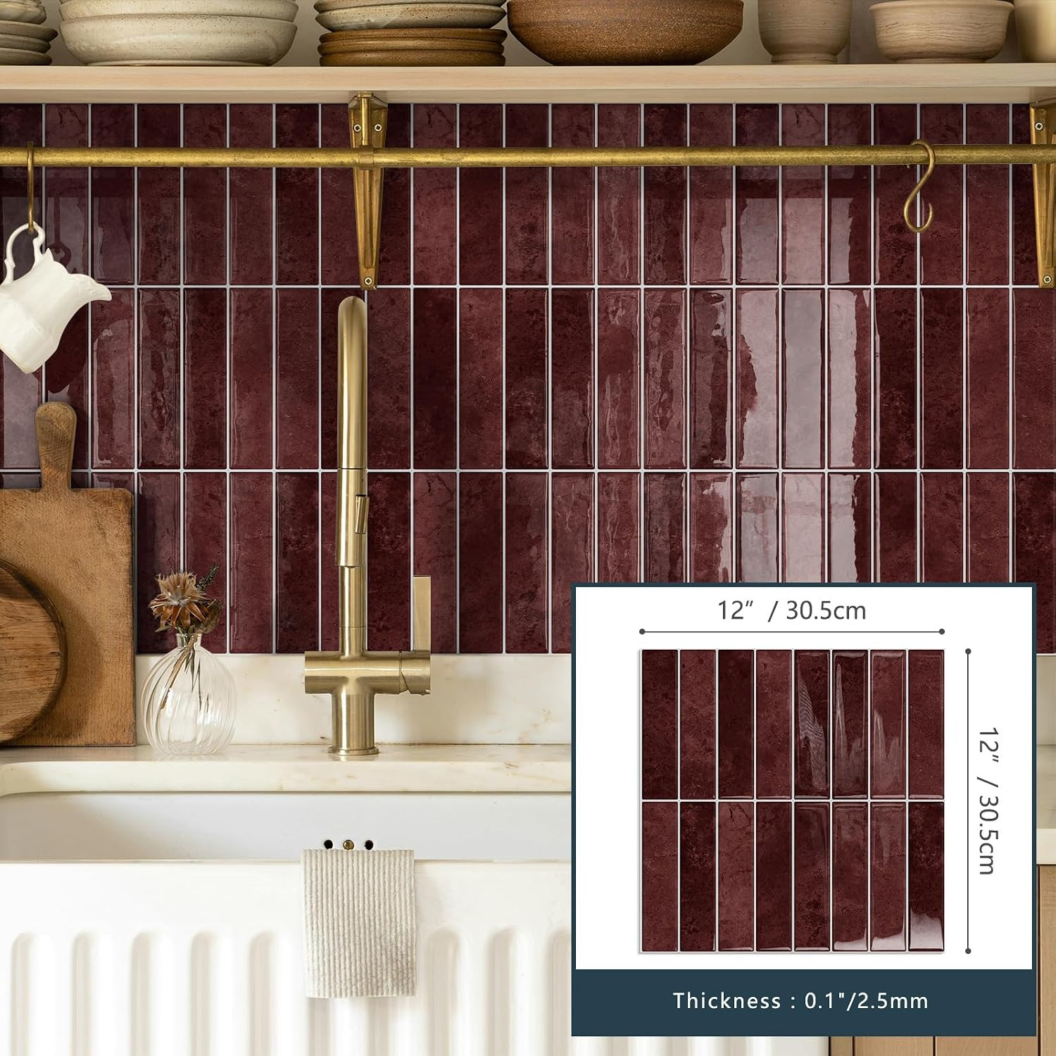 10 Sheets Upgraded Thicker Design Subway Tile Peel and Stick Backsplash | 12”×12