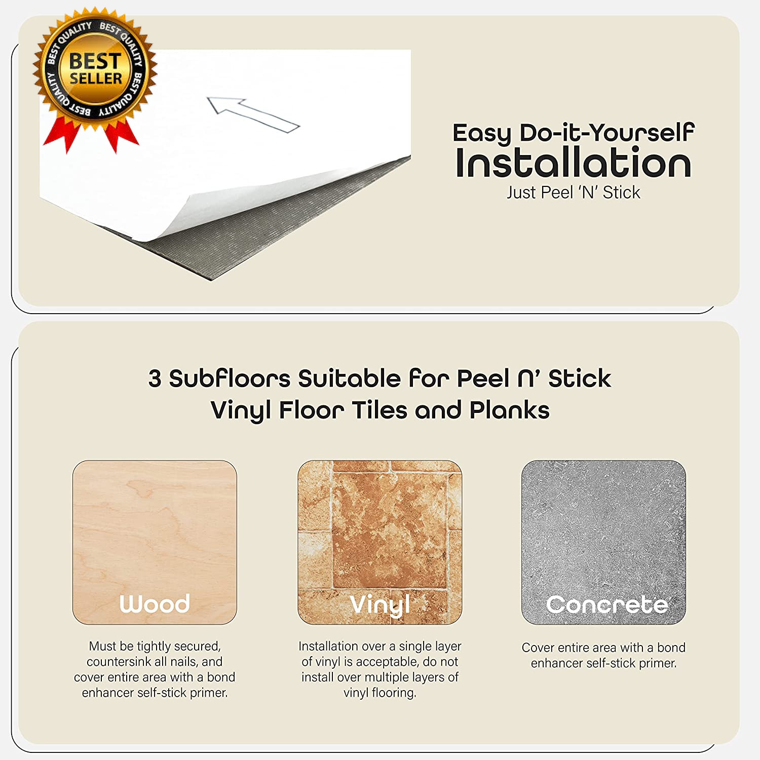 Nexus Self Adhesive 12-Inch Vinyl Floor Tiles, 20 Tiles – 12″ X 12″, Classic Whi