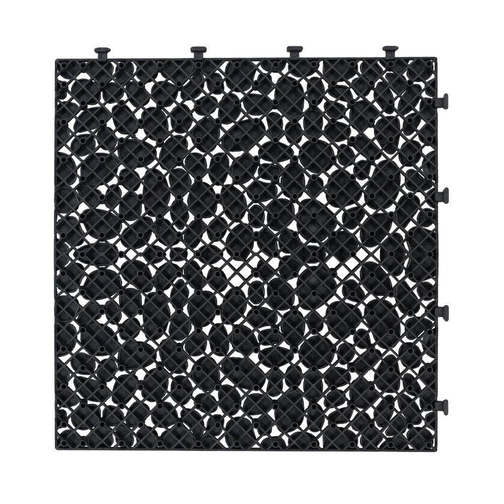 60Pcs 12 x 12 Inch Black Interlocking Deck Tiles Plastic Anti-slip Bathroom