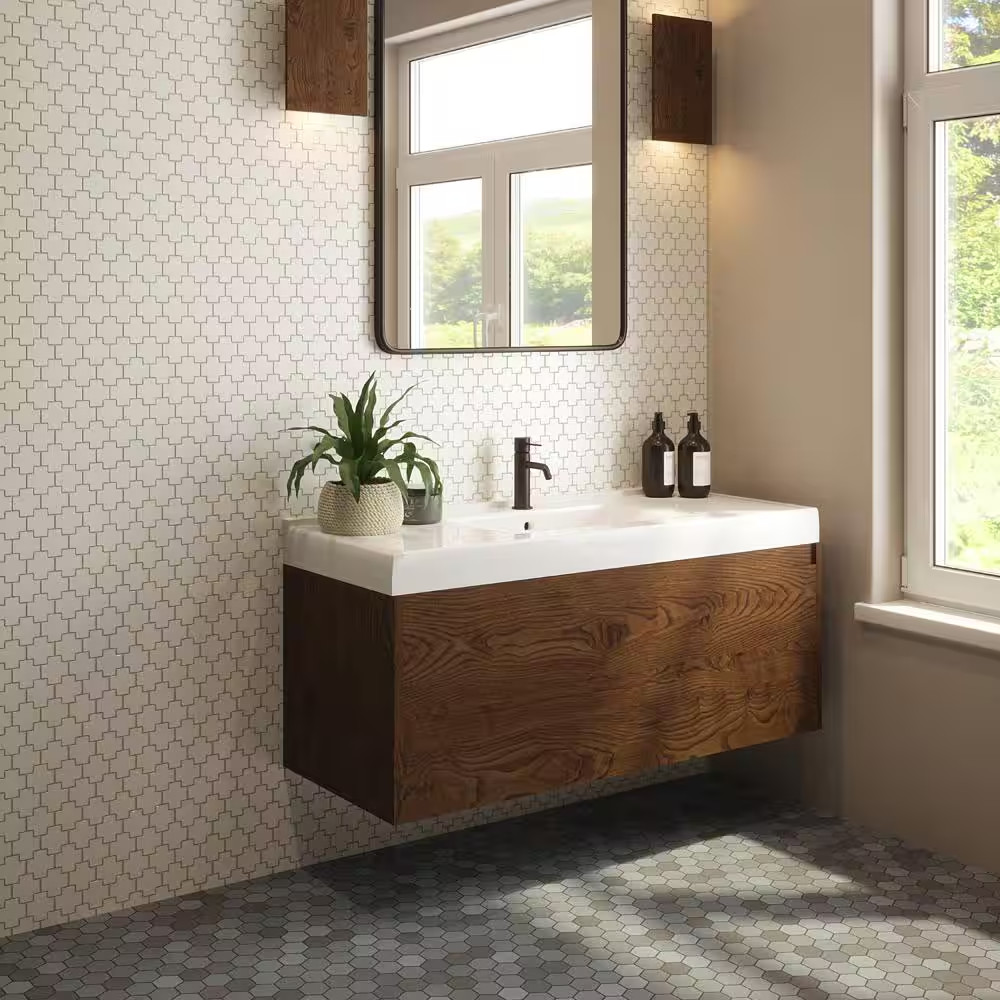 Industrial Loft Charcoal 11.25 In. X 11.75 In. Hexagon Honed Terrazzo Wall and F