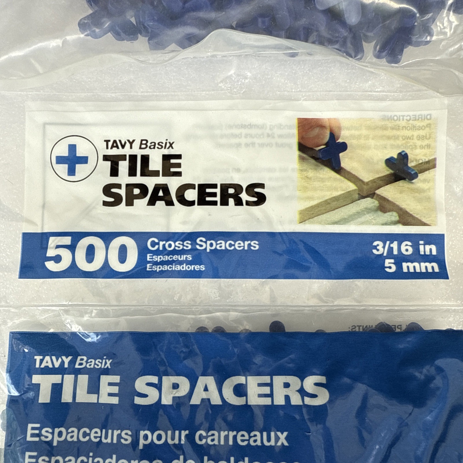 TAVY Basix 4 PACK of 500 Cross Plastic Tile Spacer 3/16″ 5mm 2,000 TOTAL