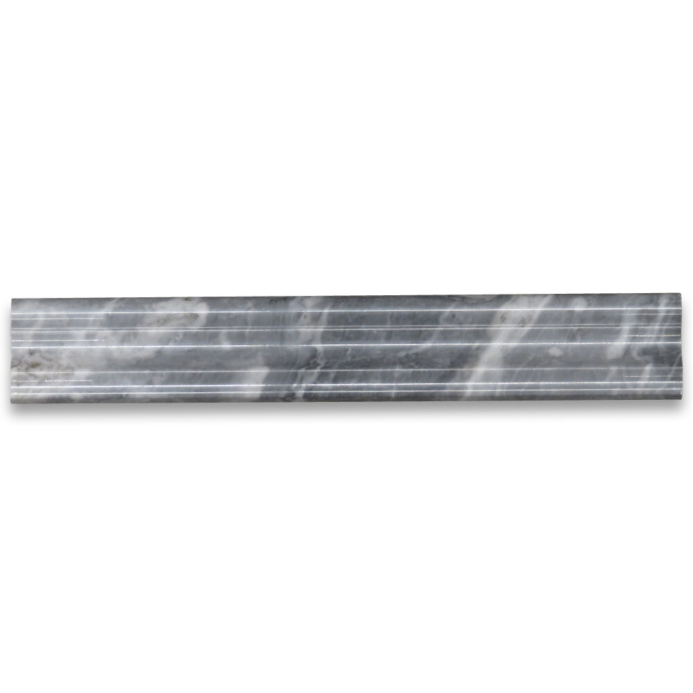 K13H Bardiglio Gray Dark Grey Marble 2×12 Chair Rail Trim Molding Honed