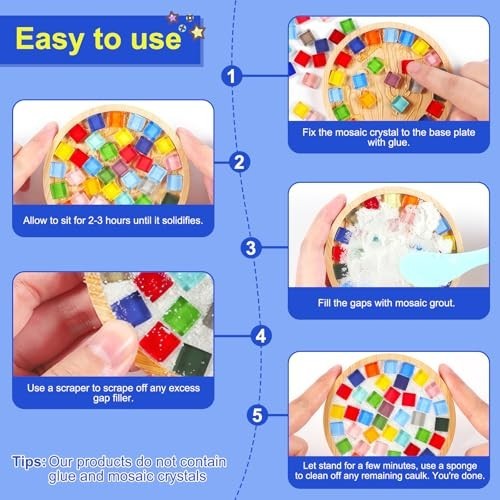 Mosaic Crystal Grout Kit & Sealant with Scraper for DIY Tile Projects – 14oz