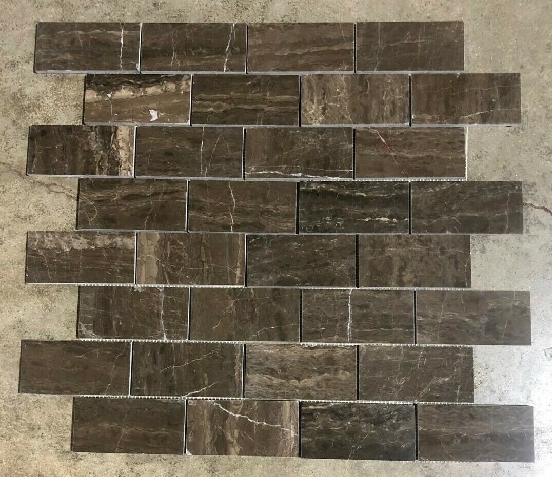 Tile Emperador Dark Marble Remodel Stone About 3×6 SAMPLE PIECE TS-38