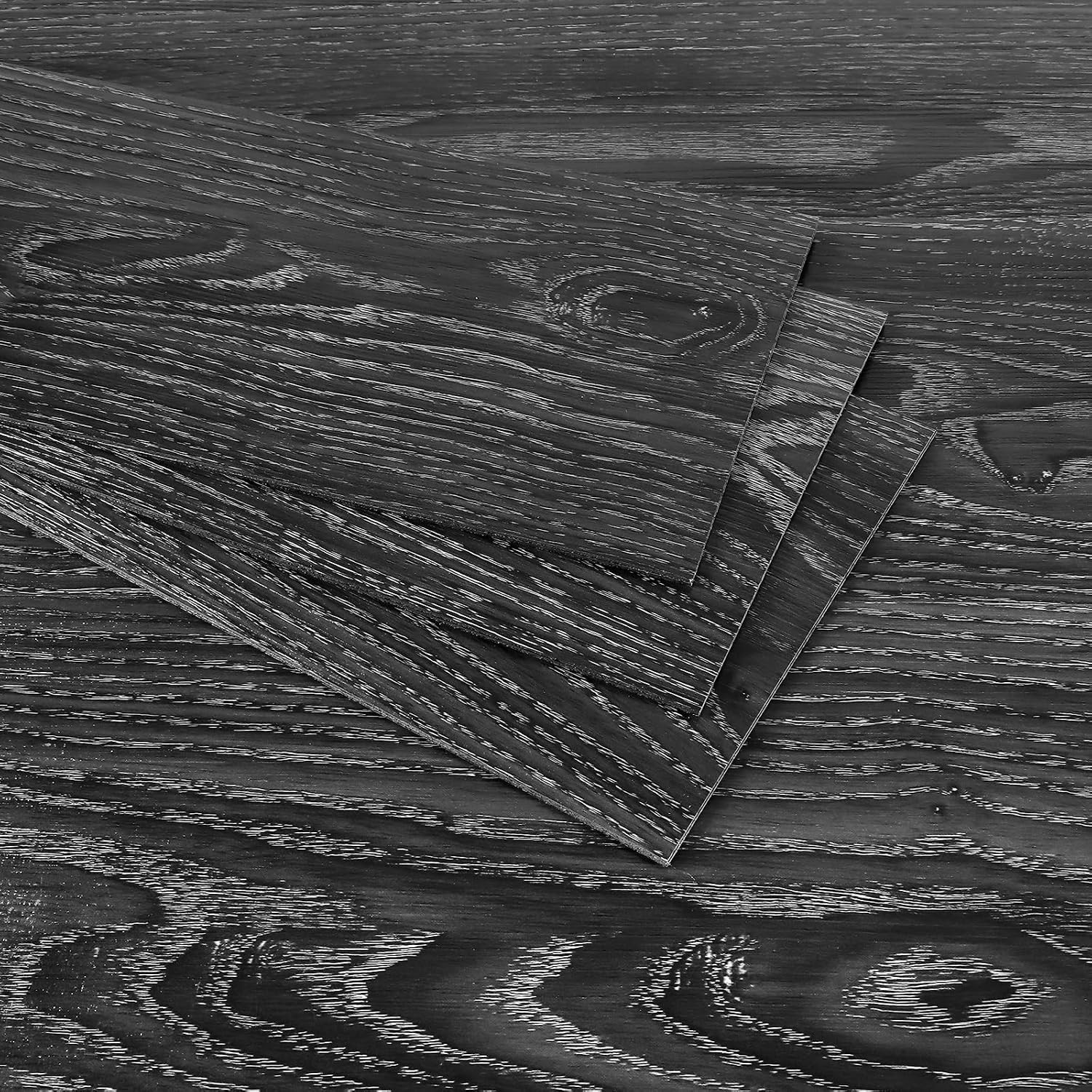 6”X36” Oak Wood Vinyl Flooring Planks Black Peel and Stick Floor Tiles