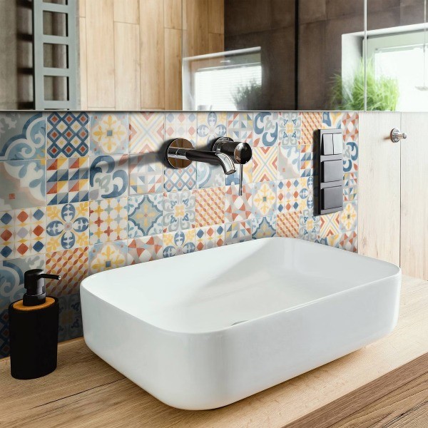 Vintage Almada Peel and Stick Backsplash Tiles Colorful