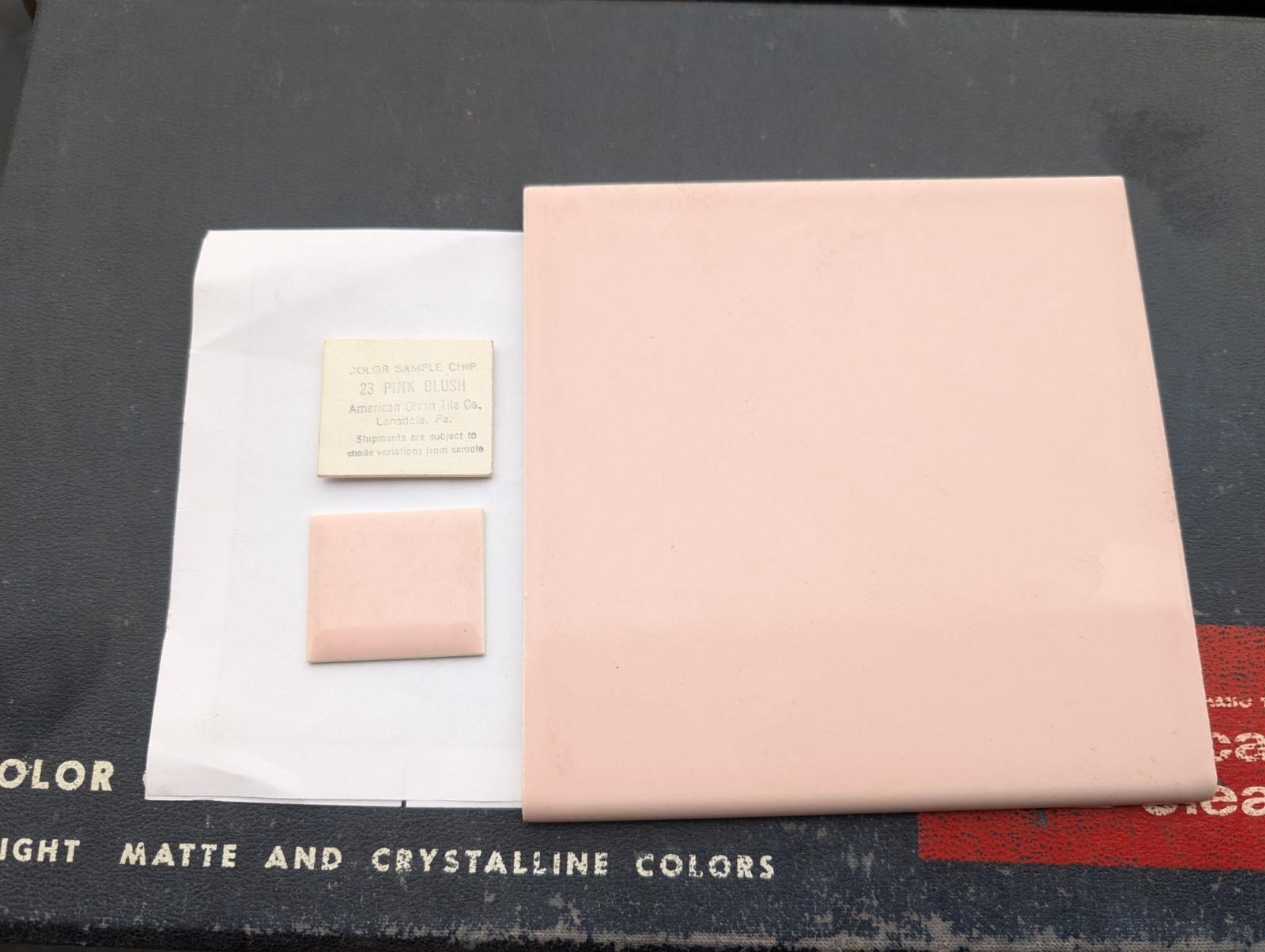 1 pc Ceramic Tile #23 Pink Blush American Olean Bullnose 6×6 S4669 Thin Set