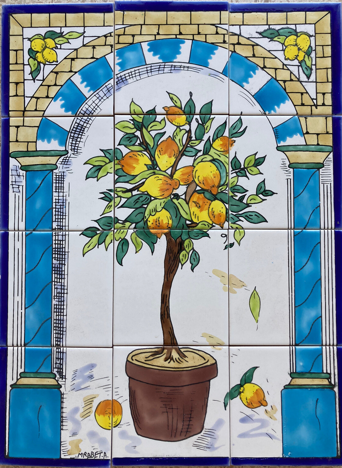 18″ x 24″ Ceramic Tile Mural Backsplash Art Wall Panel Hand Painted Lemon Tree