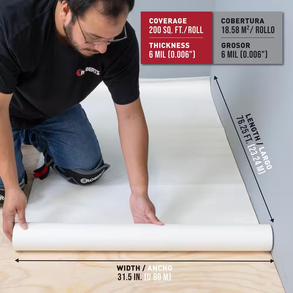 Silicone Moisture Barrier 200 Sq Ft 31.5 In.Wx76.25 Ft. L X6 Mil T Underlayment