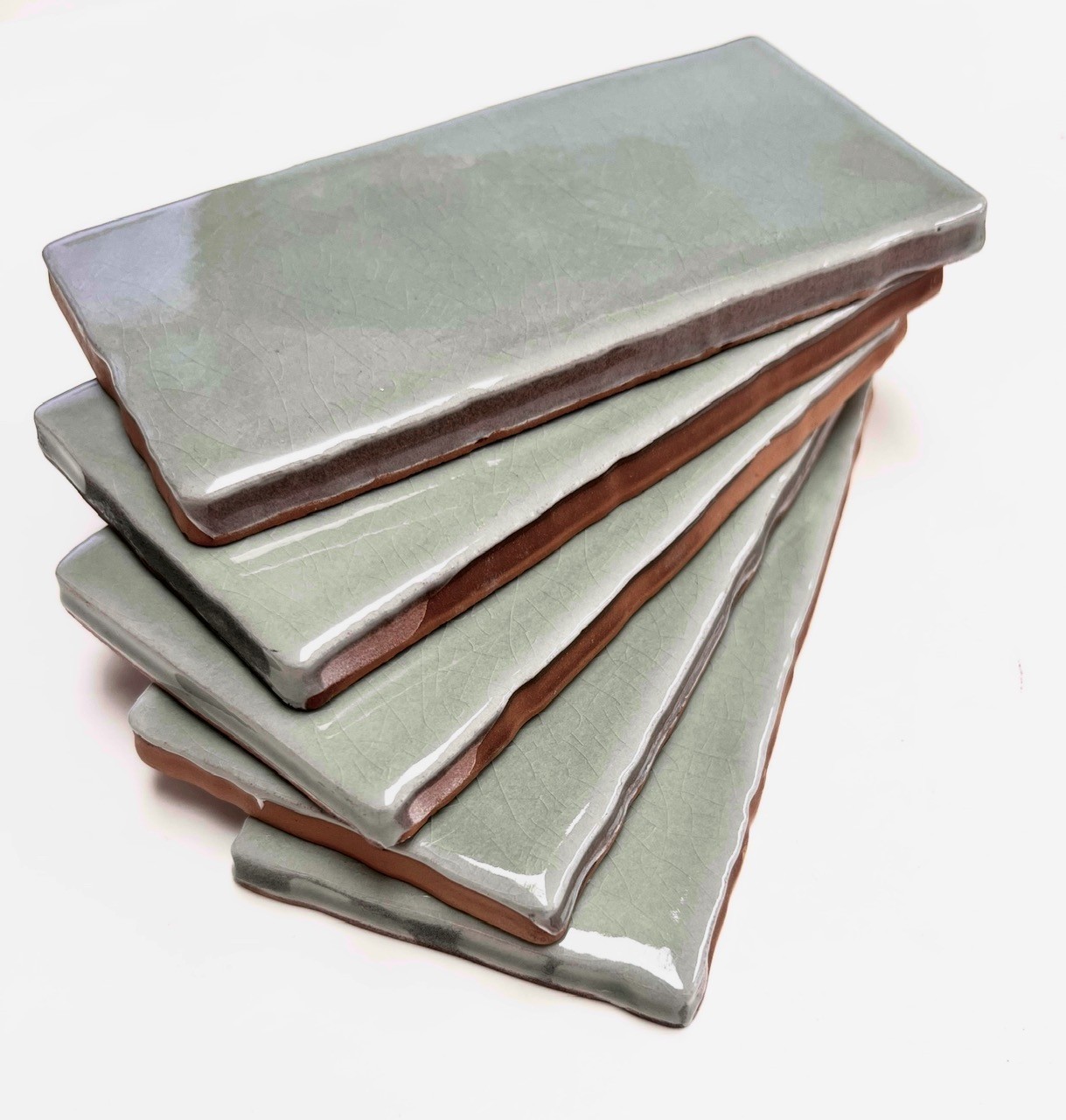 3×6 Sage Green Crackled Ceramic Tile, Backsplash Kitchen Bath (B0X OF 11 SF)