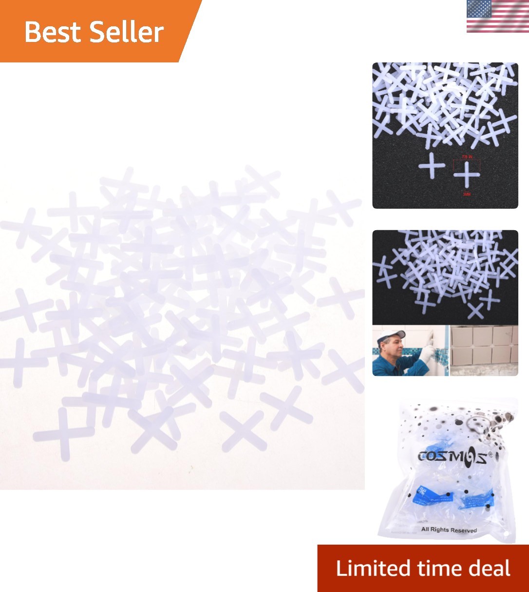 500 Pcs 1/8 Inch X-Type Tile Spacers – Durable White Plastic for Floors & Walls