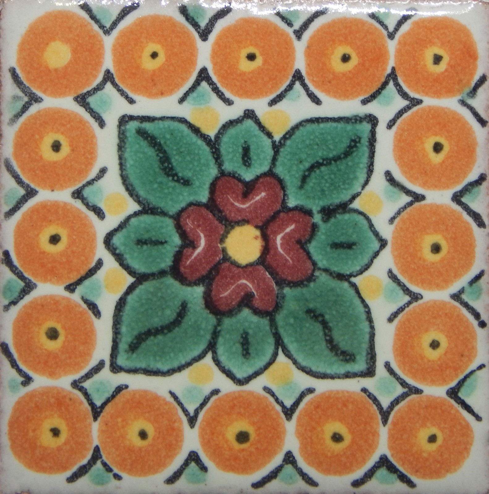 50 TILES Ceramic MEXICAN Talavera Handmade Tile 2×2 Clay Mexico Pottery 2-013