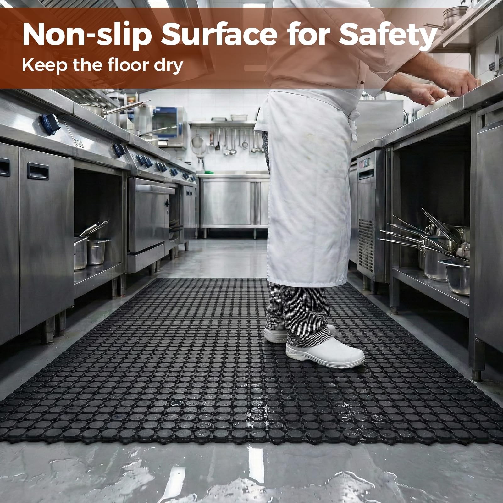 jxgzyy Commercial Rubber Floor Mat, 3 x 5 Anti Fatigue Non-Slip Drainage Mat …