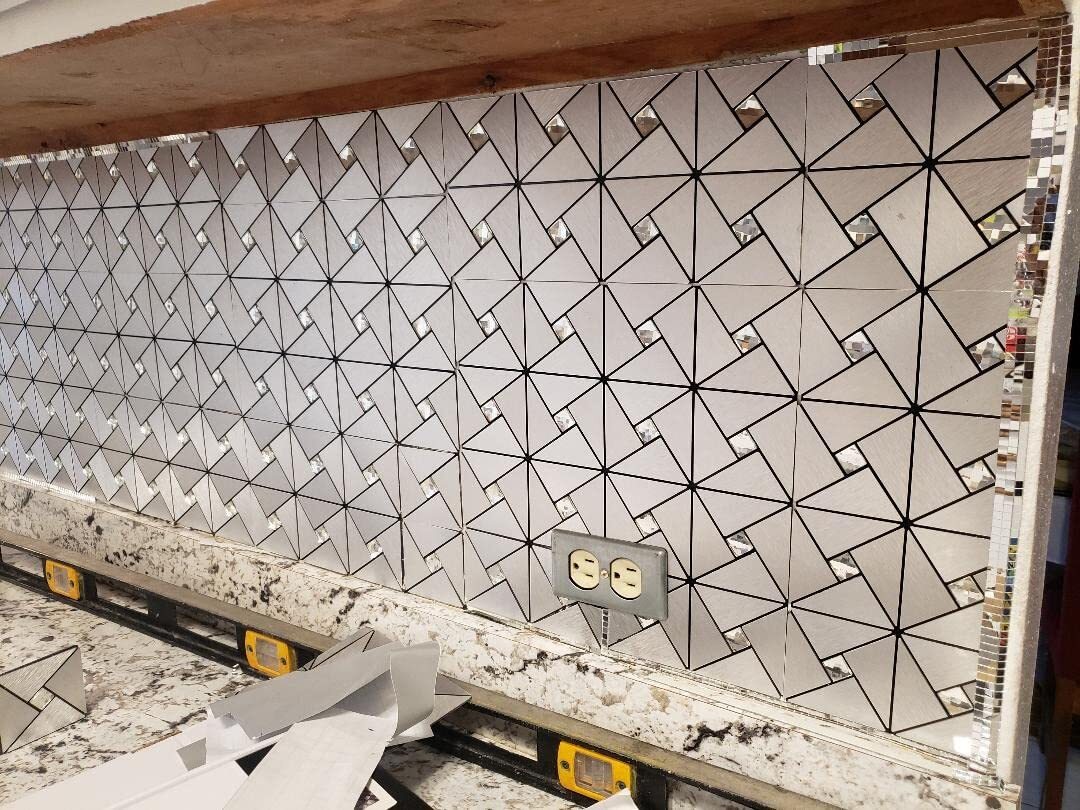 Art3d 10 Sheet Peel and Stick Backsplash Metal Mosaic Tiles for Kitchen Wall