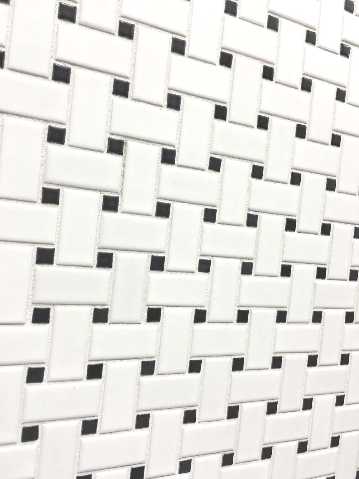 White and Black Basket Weave Porcelain Mosaic, Floor Wall ONE BOX (10 PCS) Bath