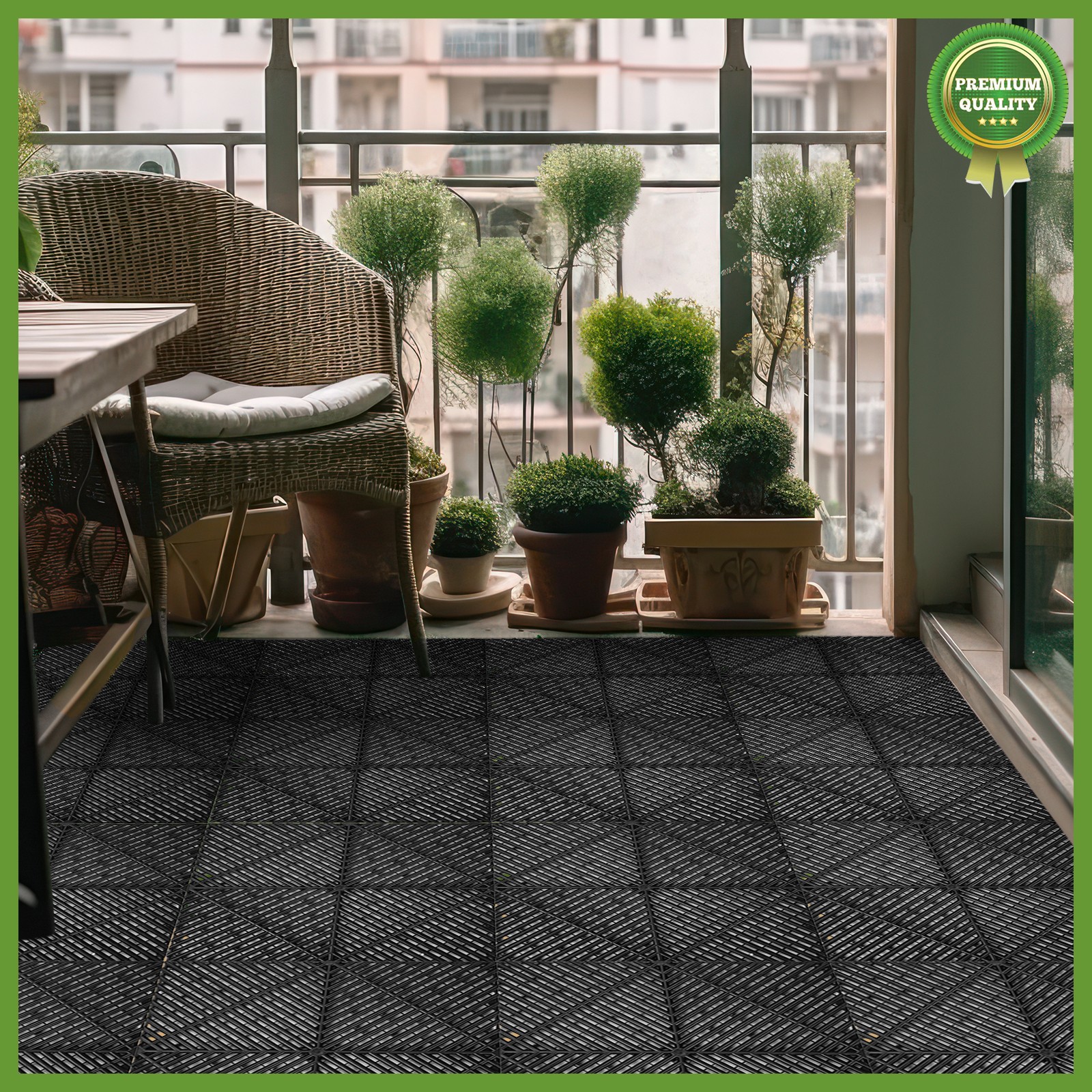 50X Interlocking Garage Floor Tiles Modular Mat 15.75″x15.75″ Drainage Deck Tile