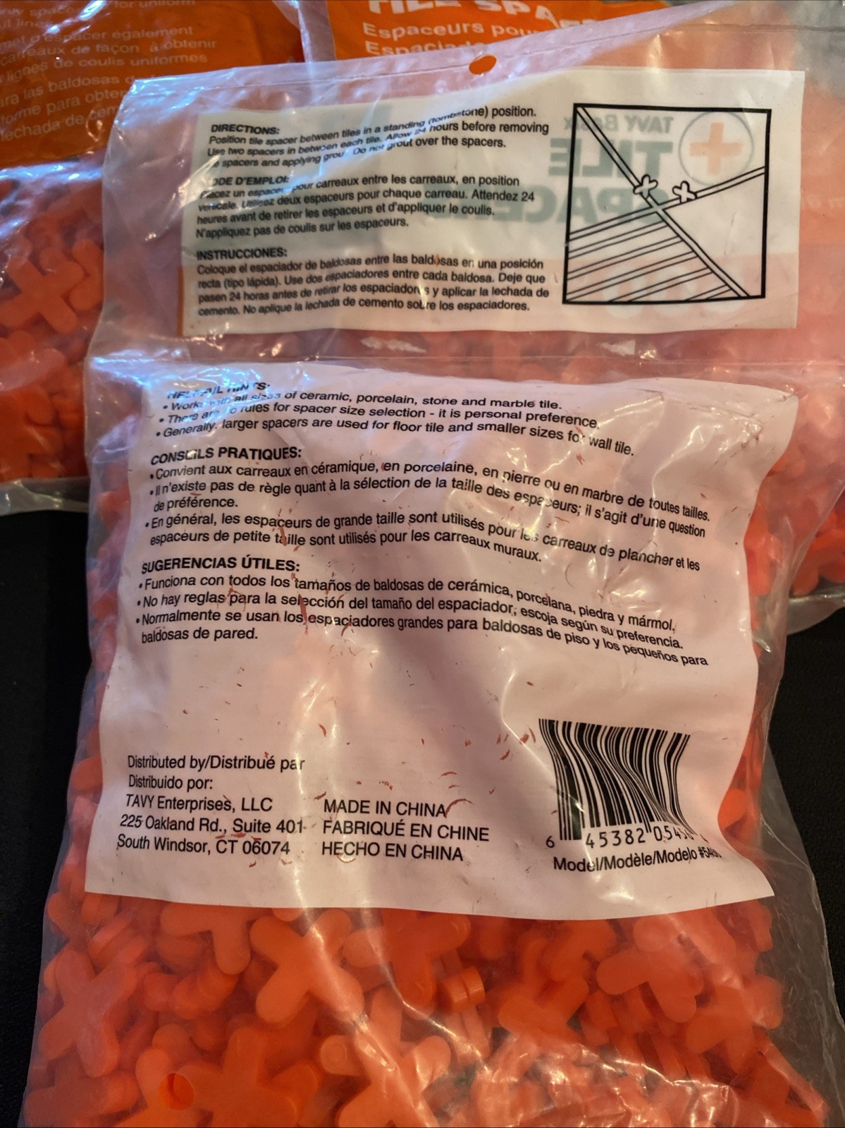 TAVY Basix 1/4 in Orange Cross Tile Spacers 500/pkg – lot of 3 pkgs