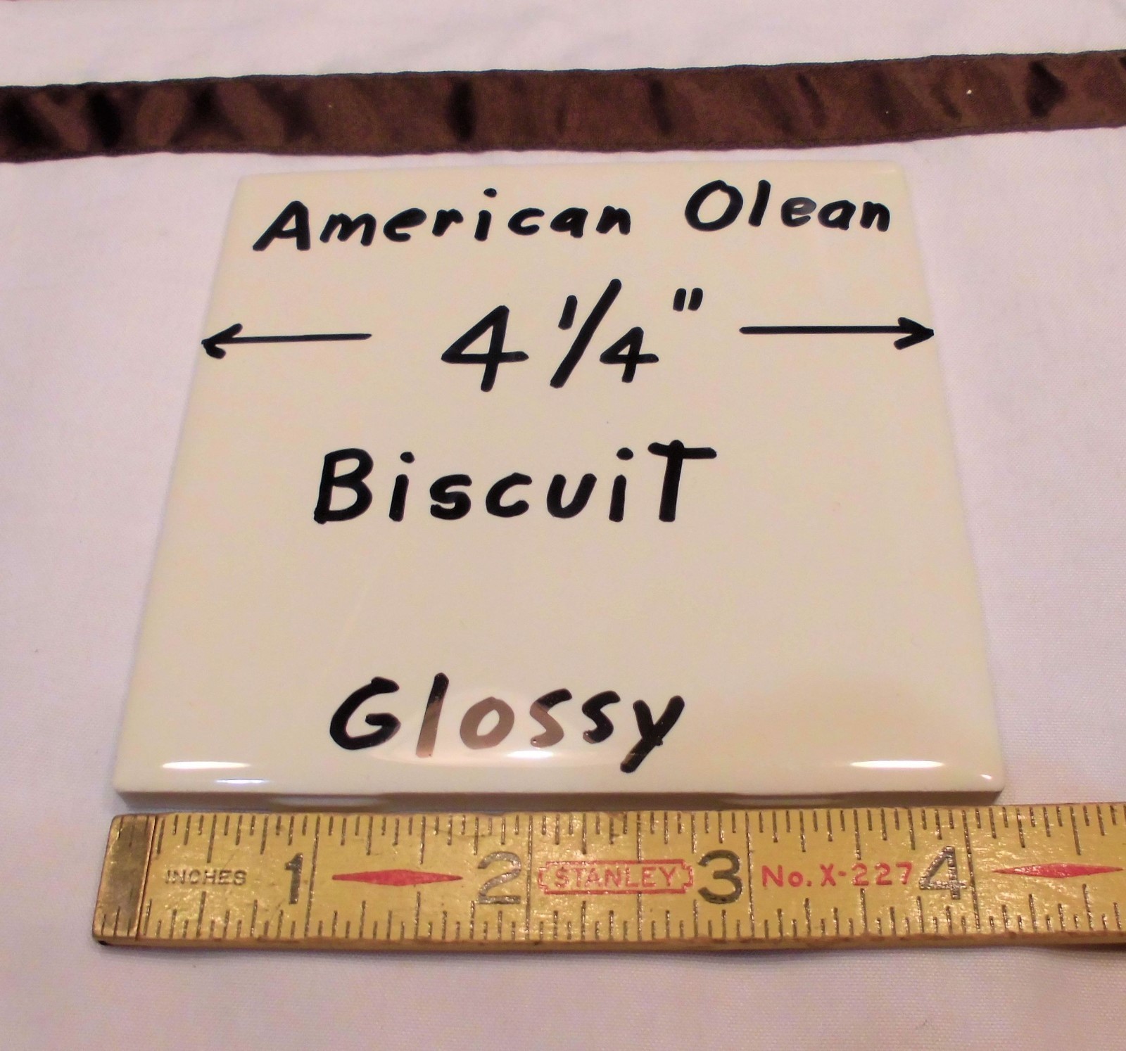 9 pieces: Glossy Ceramic Tiles, Biscuit Color by American Olean 4-1/4″ NEW