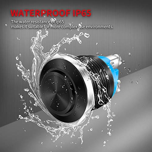 12V Momentary Horn Push Button Switch Black Metal Waterproof Round 19mm