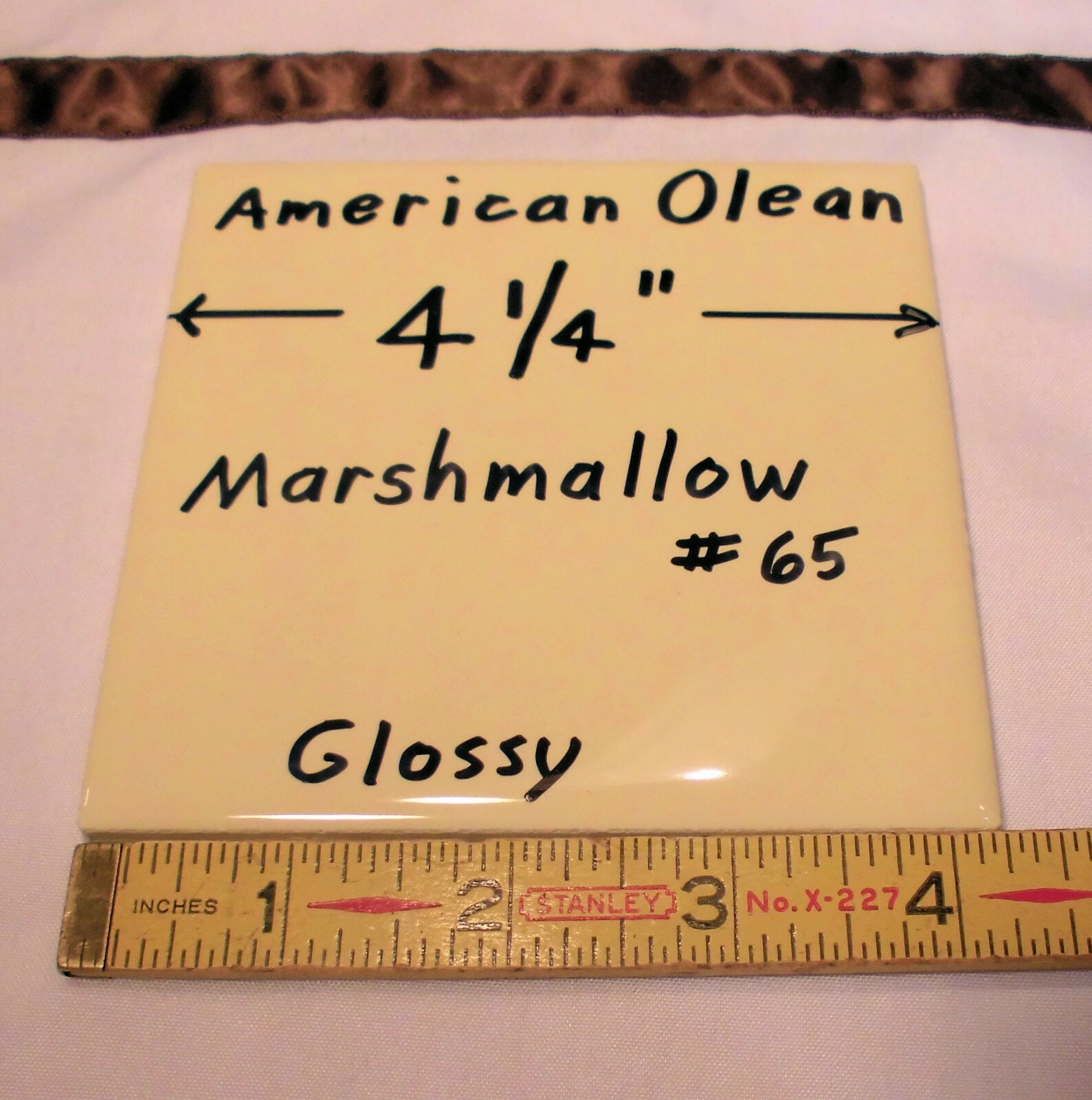 1 pc. *Glossy Marshmallow Yellow* Ceramic Tiles by American Olean…4-1/4″ NEW