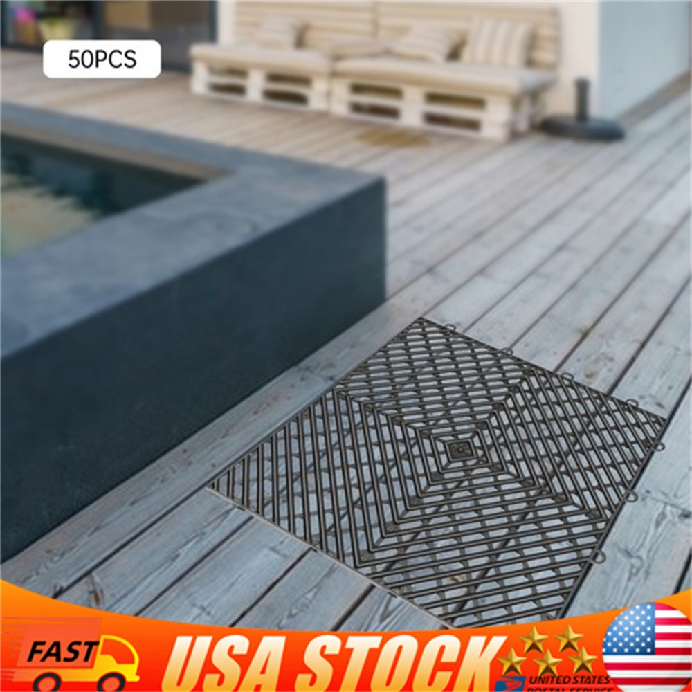 12×12″ Interlocking Garage Floor Tiles 55 PCS Deck Tile Snow Water Drainage