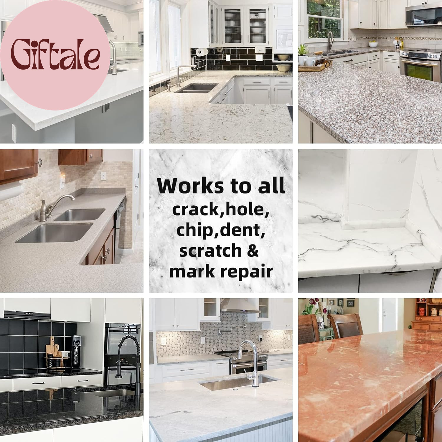 Tile and Granite/Marble Repair Kit, Porcelain Stone and Quartz Countertops Repai