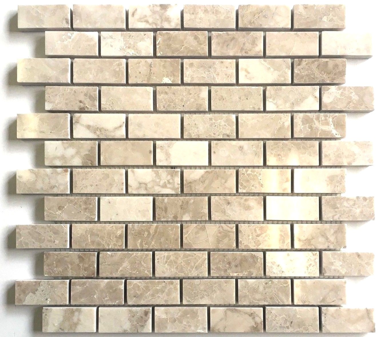 1×2 Cappucino Beige Polished Marble Mosaic Tile Backsplash Wall Floor Kitchen