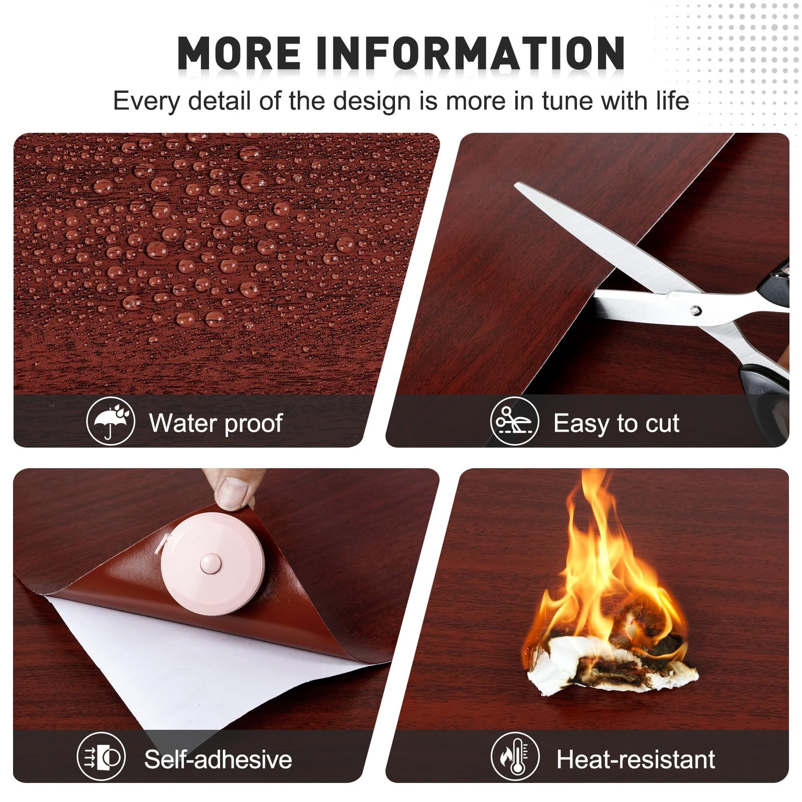Wood Grain Peel and Stick Floor Tiles 11.8″ x 118″ Roll, Self Adhesive Vinyl …