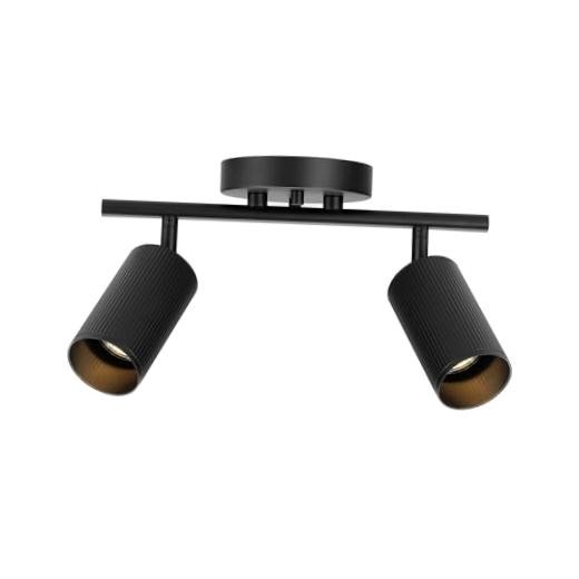 64000114 2-Light Track Lighting Spotlight, Matte Matte Black, Ribbed Shades