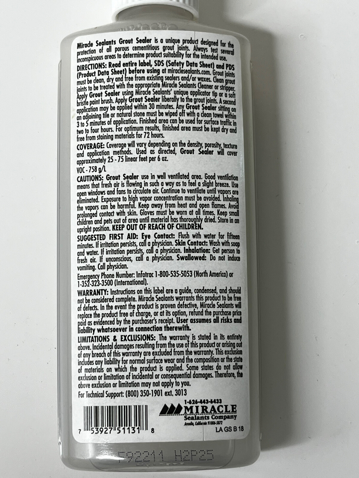 Miracle Sealants Grout Sealer Tile Joint Protector w/ Brush Tip 6 oz Lot of 2