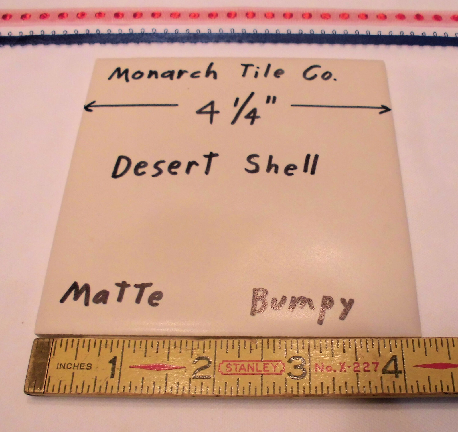 1 pc. Desert Shell- Off White 4-1/4″ Bumpy Matte Ceramic Tile by Monarch Tile Co