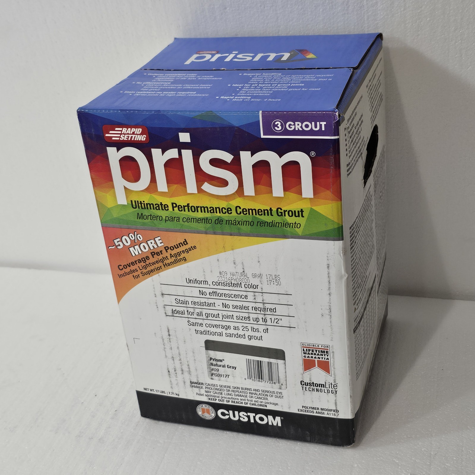 NEW Custom Prism Ultimate Performance Grout – 17 lb Natural Gray Color