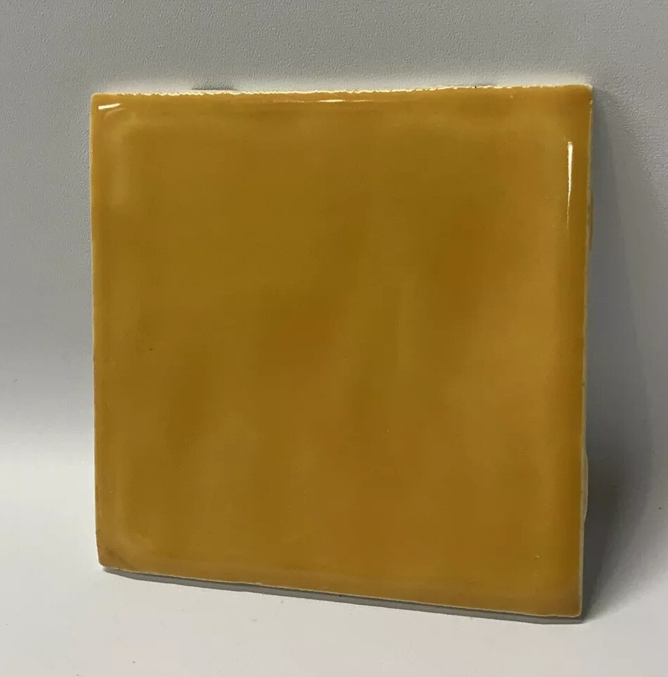Dark Yellow Ceramic Tile 4 1/4 Vintage FT Mid Century Modern 4×4 Yellow