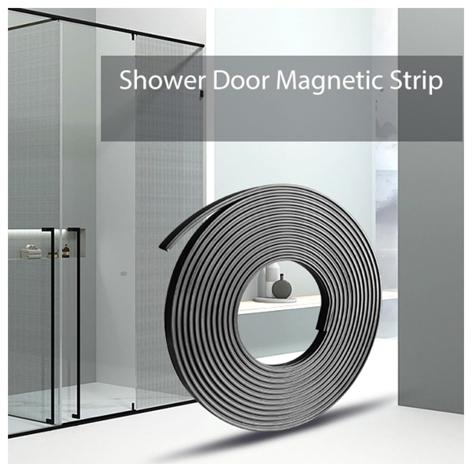 Magnetic Strips for Shower Door 3/8″ Width X 1/8″ Thickness,Framed Black