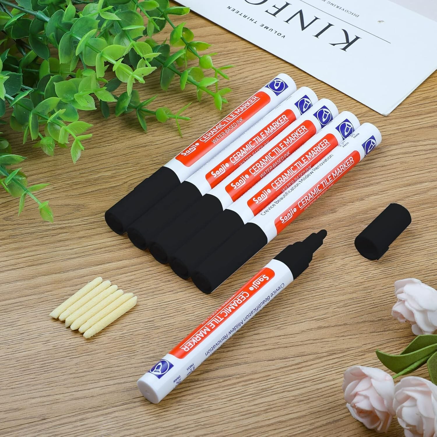 6 Pcs Grout Pen Tile Paint Marker: Waterproof Tile Grout Colorant and Seale