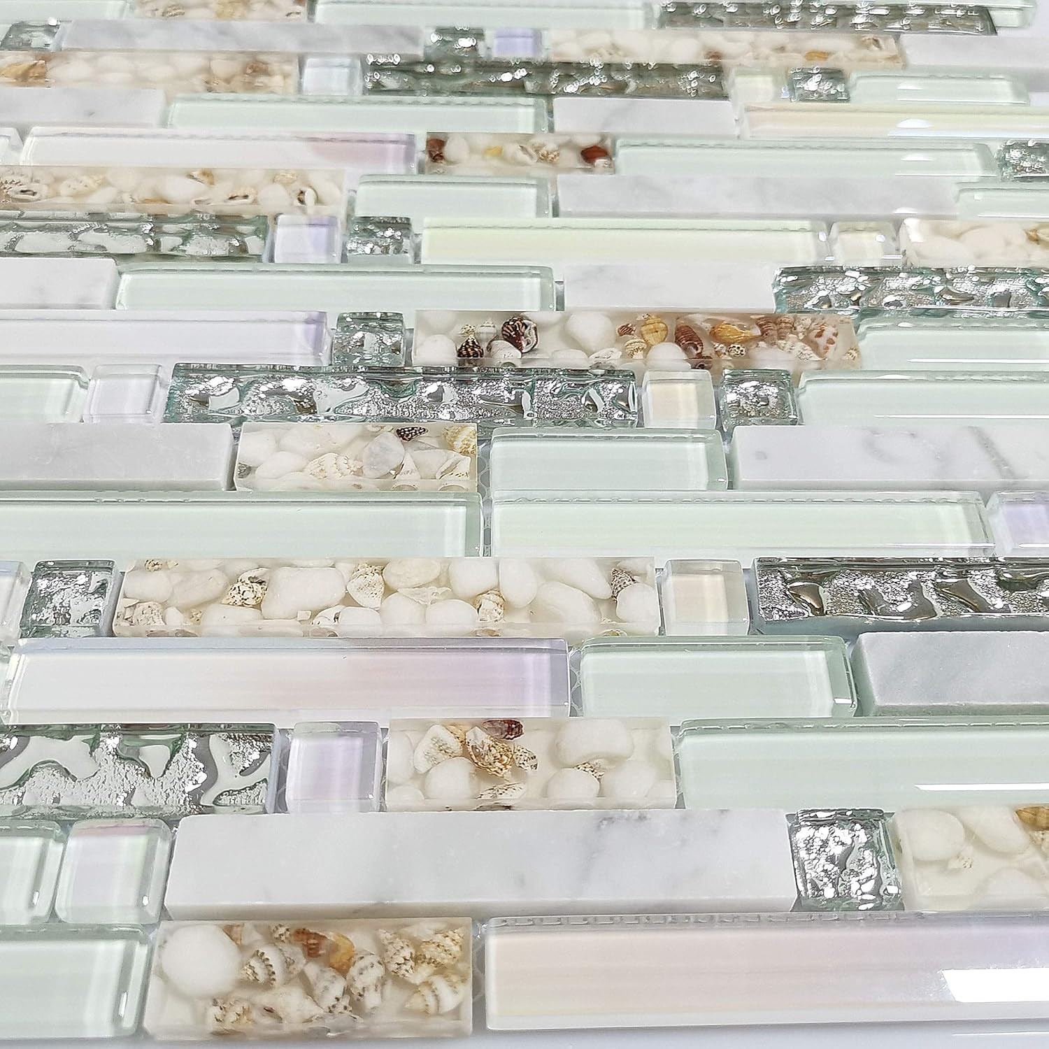 Iridescent Beach Style Mosaic Tile Set – 11 Art Deco Sheets