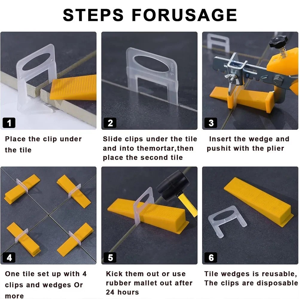 100-2000X Clip Tile Leveling System Kit Floor Wall 0.35-3mm Tile Spacer Tiling