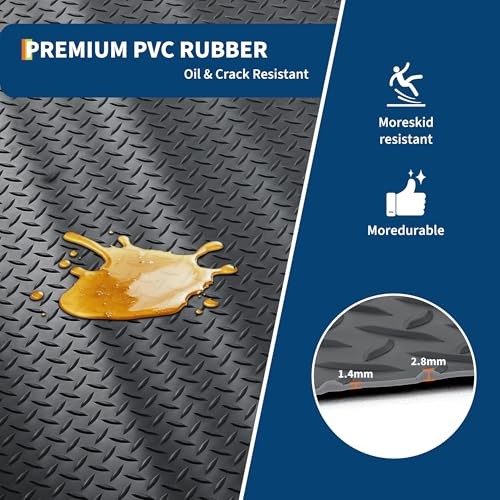 8×20 FT Garage Floor Mat, 2.8Mm Thickened Non-Slip PVC 7.5x17FTx2.8mm Black