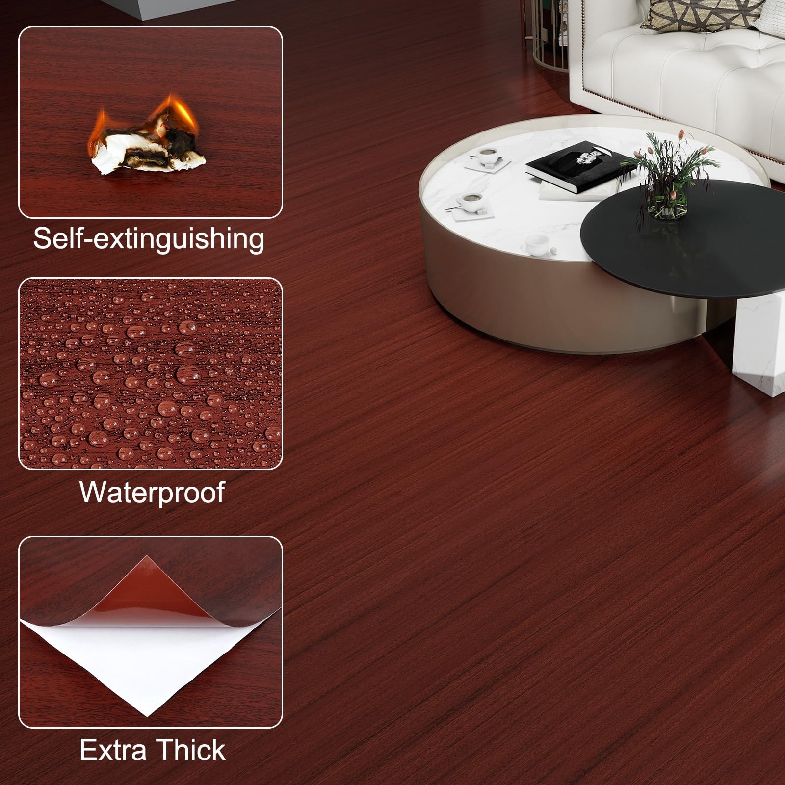 Wood Grain Vinyl Flooring Roll Thicken Peel and Stick Floor Tiles Self-Adhesi…